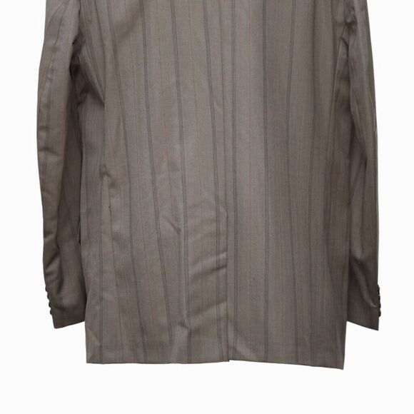 Mens Blazer Beige Striped Velvet Lapel Formal Suit Jacket Wedding Sport Coat 46R - Picture 7 of 7